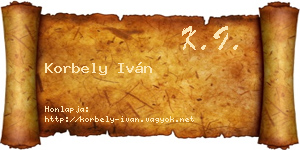 Korbely Iván névjegykártya