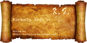Korbely Iván névjegykártya
